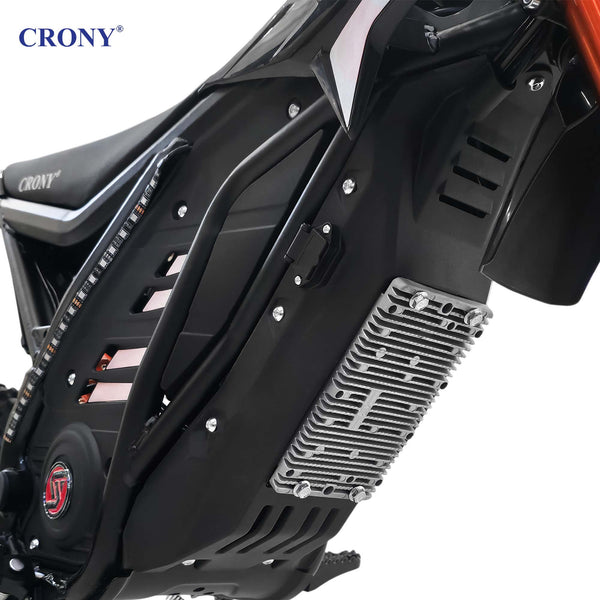 CRONY-05 E-Dirt Bike, 2500W Electric Motorcycle, Up to 72 KM/H, 48V 25Ah Detachable Battery, 45–55 KM Range, Dual Suspension, Front & Rear Disc Brakes, 14"/12" Off-Road Tires, Bluetooth Speaker, Helmet Included