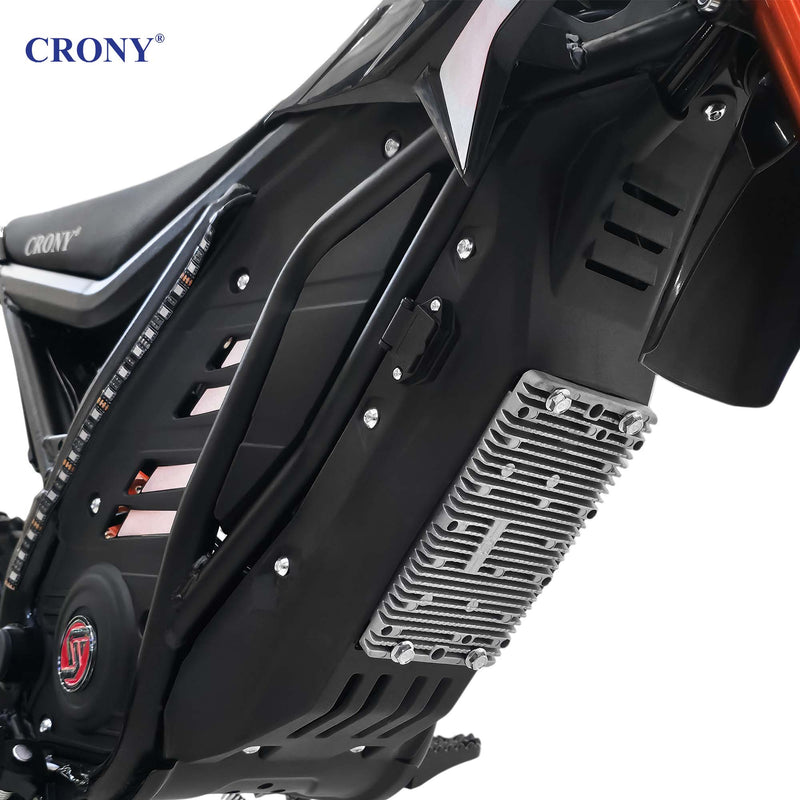 CRONY-05 E-Dirt Bike, 2500W Electric Motorcycle, Up to 72 KM/H, 48V 25Ah Detachable Battery, 45–55 KM Range, Dual Suspension, Front & Rear Disc Brakes, 14"/12" Off-Road Tires, Bluetooth Speaker, Helmet Included