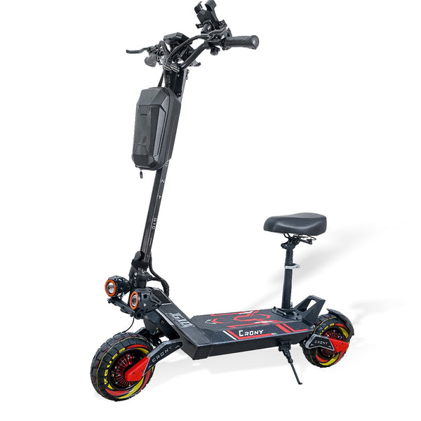 CRONY G10 Electric Scooter 1500Wx2 Motors 48V/25AH Battery 45-75KM Range Oil Brakes Front/Rear Suspension 10" Off-Road Tires Scooter Front Bag