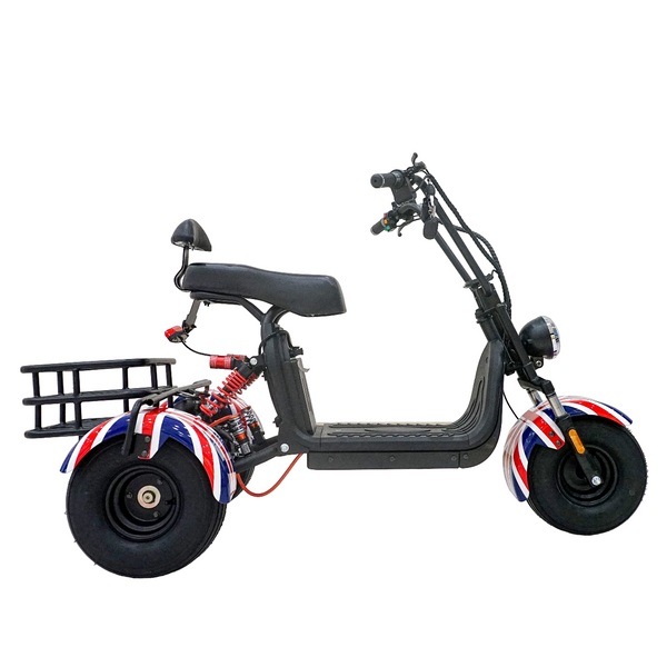 CRONY SS-11W Electric Scooter 1000W Motor 48V/15AH Battery 25-45KM Range Disc Brakes Front/Rear Suspension three wheel scooter with basket Electric Motorcycle