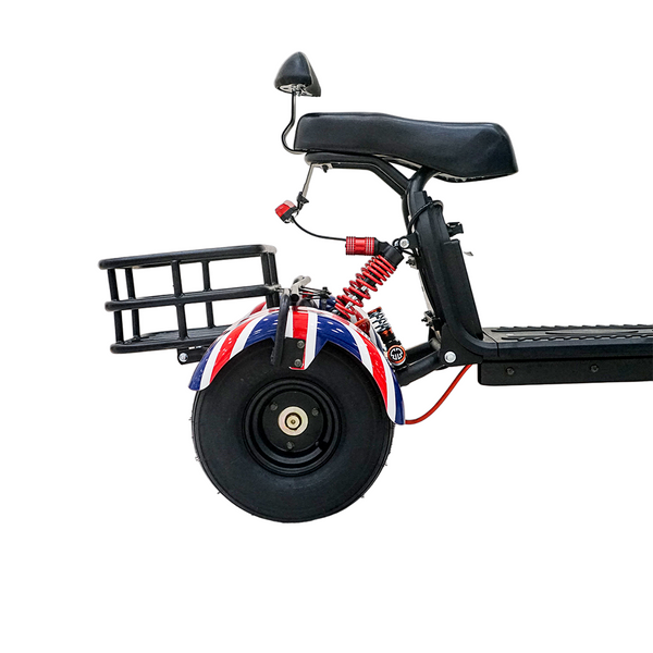 CRONY SS-11W Electric Scooter 1000W Motor 48V/15AH Battery 25-45KM Range Disc Brakes Front/Rear Suspension three wheel scooter with basket Electric Motorcycle