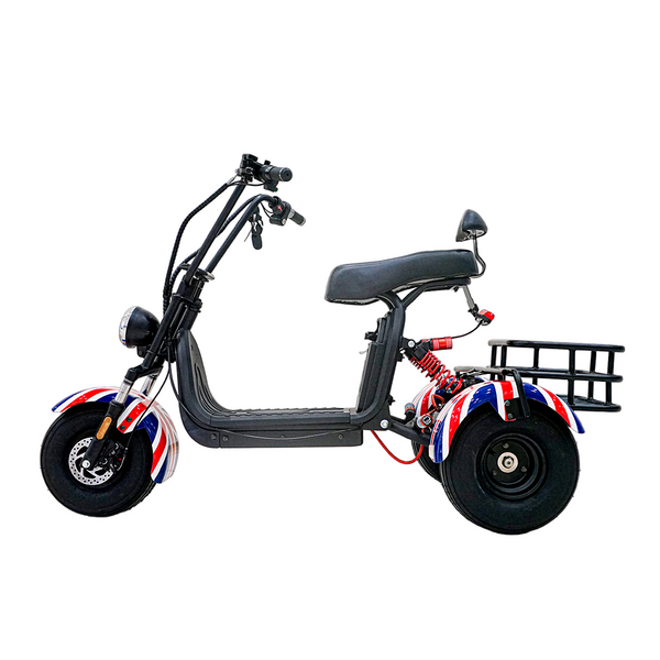 CRONY SS-11W Electric Scooter 1000W Motor 48V/15AH Battery 25-45KM Range Disc Brakes Front/Rear Suspension three wheel scooter with basket Electric Motorcycle
