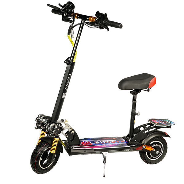 CRONY V10+ LED 1500W Electric Scooter 48V 48KMH Range Front Rear Suspension Disc Brakes Aluminum Alloy Frame App Connectivity Full color LED footpad &amp base light