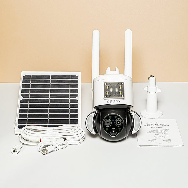 CRONY ST-558-8MP-12X-4G Dual Lens Zoom Solar Battery Camera Solar Camera CCTV Surveillance PIR Outdoor 12X Zoom Dual Lens