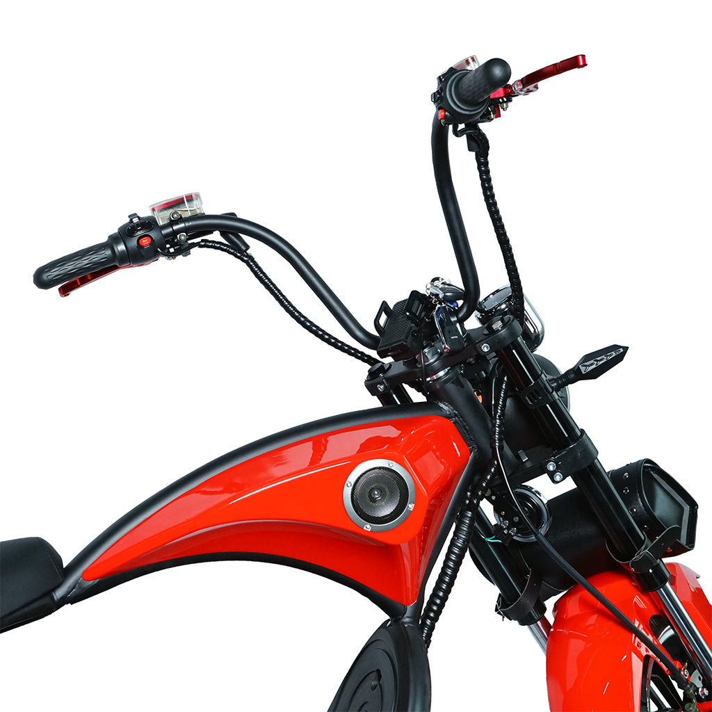 CRONY NEW X1 Harley Electrocar car With BT Speaker Electrocar car Citycoco Fat Tire Electric Motorcycle Red