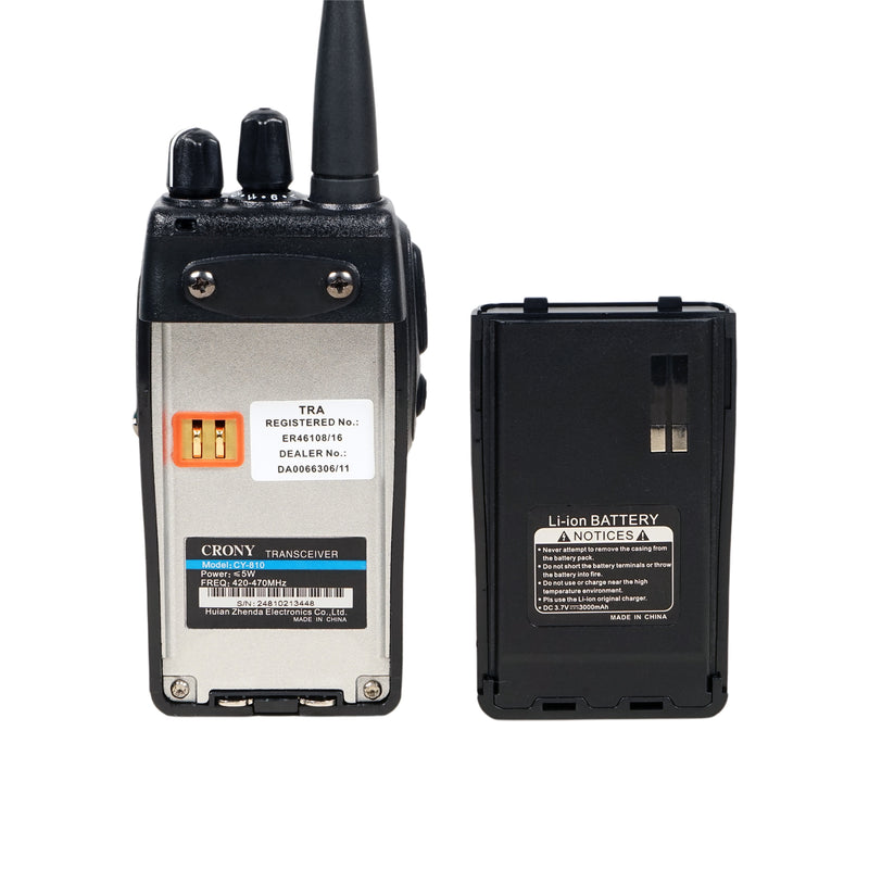 Crony 5W CY-810 Professional Walkie Talkies 2-7 KM Portable Handheld Civilian Two Way Radio Black