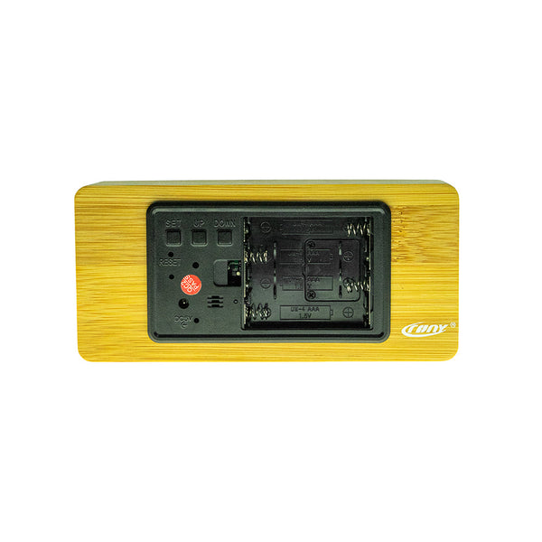CRONY NEW1299  Clock with red light Digital LED   BT Alarm Clock With  Wireless Charging Wooden Clock