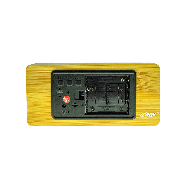 CRONY NEW1299  Clock with red light Digital LED   BT Alarm Clock With  Wireless Charging Wooden Clock