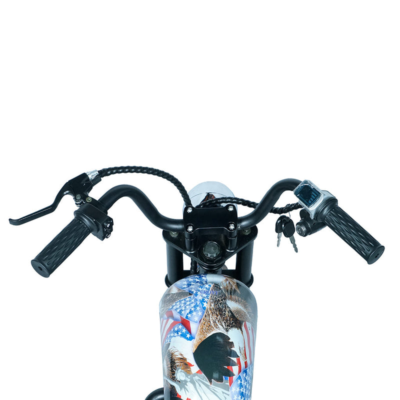 CRONY YY-7S8P Electric Scooter 180W Motor 24V/5.2AH Battery 10-12KM Range Front Suspension Normal Brake LCD Display Harley Motorcycle Electric Motorcycle