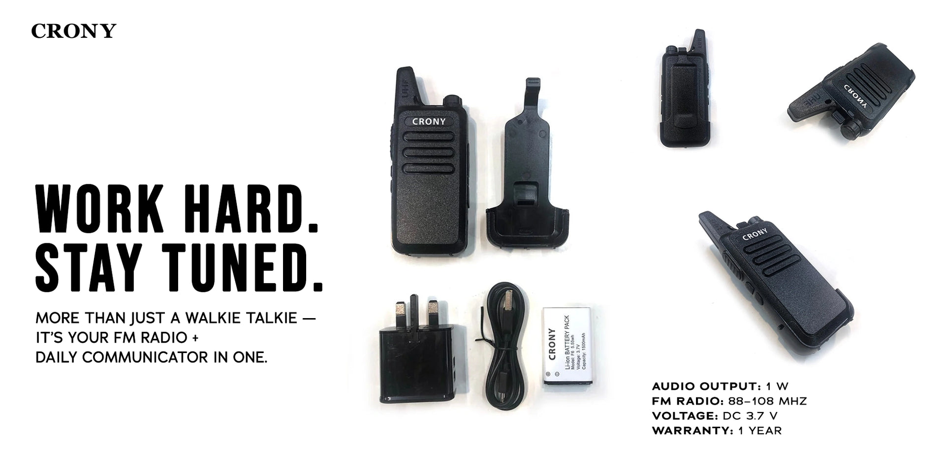 CRONY 5W F6smart walkie-talkie Walkie Talkie Professional FM Transceiver F6 1-3 KM - Hero Banner 3