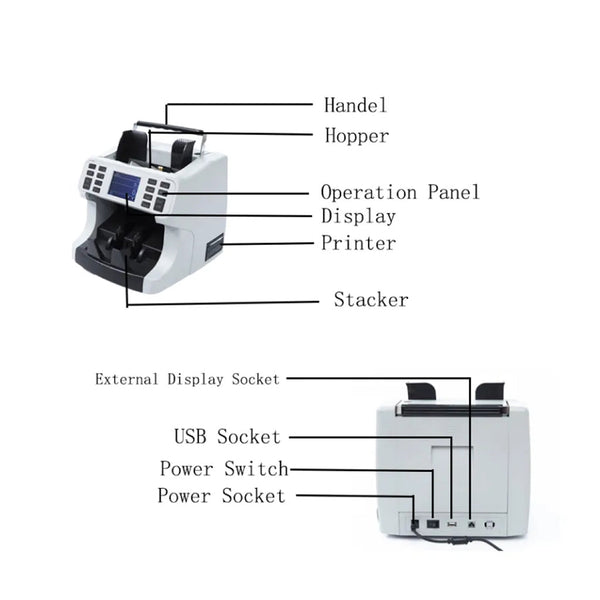 CRONY H-8700 High-Speed Smart Bill Counter 1200 Notes/Min Built-in Thermal Printer TFT Display  Banknote Verifiers