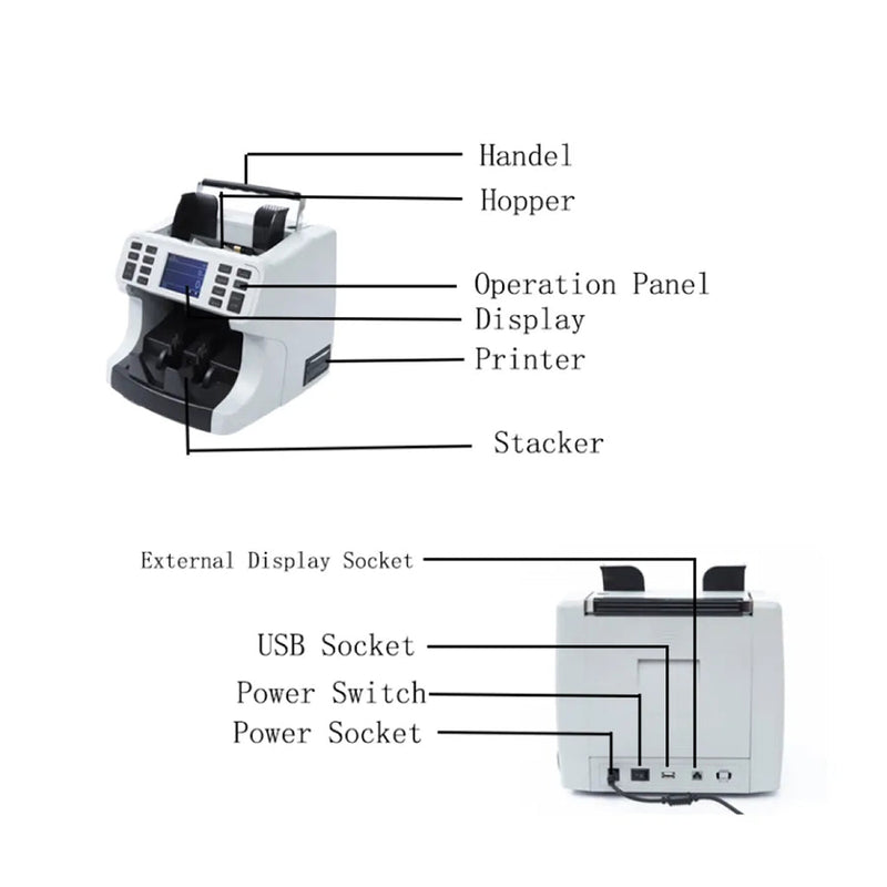 CRONY H-8700 High-Speed Smart Bill Counter 1200 Notes/Min Built-in Thermal Printer TFT Display  Banknote Verifiers
