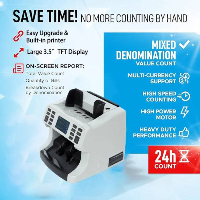 CRONY H-8700 High-Speed Smart Bill Counter 1200 Notes/Min Built-in Thermal Printer TFT Display  Banknote Verifiers