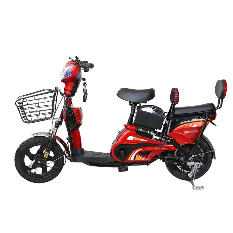 CRONY W6 Electric Bike 500W red  48V Rear Hub Motor 3-Speed 14 Inch Wheels 31-70KM Range Electric City Bike Scooter Motorcycle