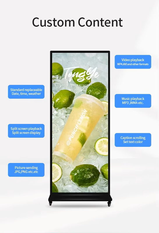 CRONY TX64-2 64 Inch Full HD Vertical Touch Screen Android 11 LED Display Dual Speakers WiFi Bluetooth Advertising machine