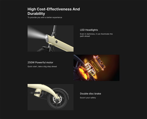 CRONY H2 Folding Electric Bike 14-Inch 250W Motor 36V Detachable Battery 25KM/H