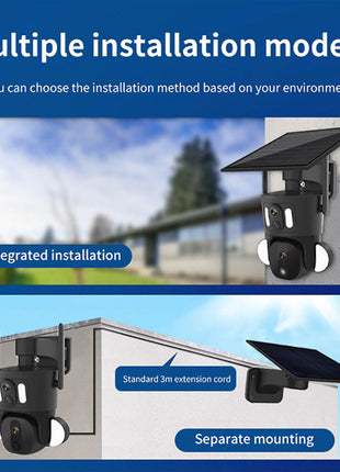 RBX-SD320 4G-4K-8MP RBX-SD320 WIFI-4K-8MP Solar Dual Linkage Battery PT Camera Built in Battery Outdoor Auto Human Tracking Solar Dual lens Camera