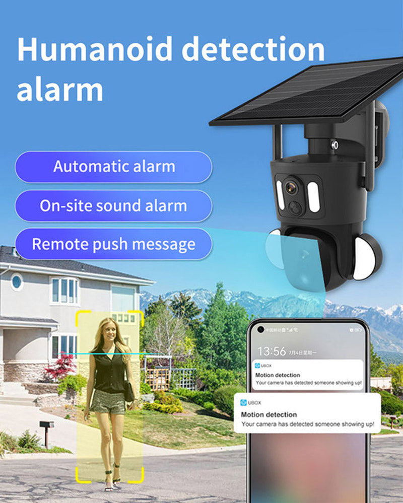 RBX-SD320 4G-4K-8MP RBX-SD320 WIFI-4K-8MP Solar Dual Linkage Battery PT Camera Built in Battery Outdoor Auto Human Tracking Solar Dual lens Camera