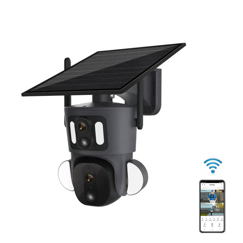 RBX-SD320 4G-4K-8MP RBX-SD320 WIFI-4K-8MP Solar Dual Linkage Battery PT Camera Built in Battery Outdoor Auto Human Tracking Solar Dual lens Camera
