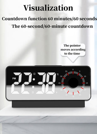 CRONY S238A Digital Alarm Clock with Visible Timer Snooze Temperature Date Knob Countdown Table Clock Dual Alarm Night Mode LED Clock
