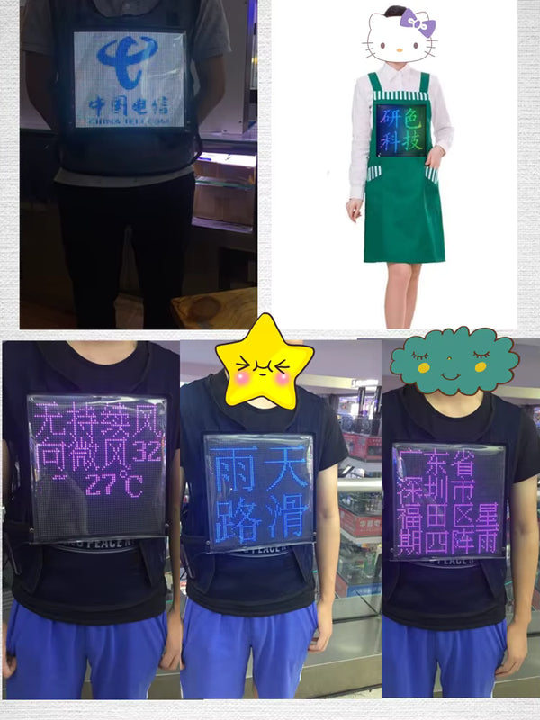 CRONY us-b005 LED display waistcoat Bios led | professional advertising | LED matrix LED screen panel vest | HD advertising board display AD Jacket