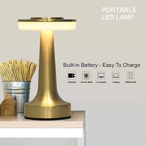 Flat Table Lamp (Rose Gold) Three color dimming
