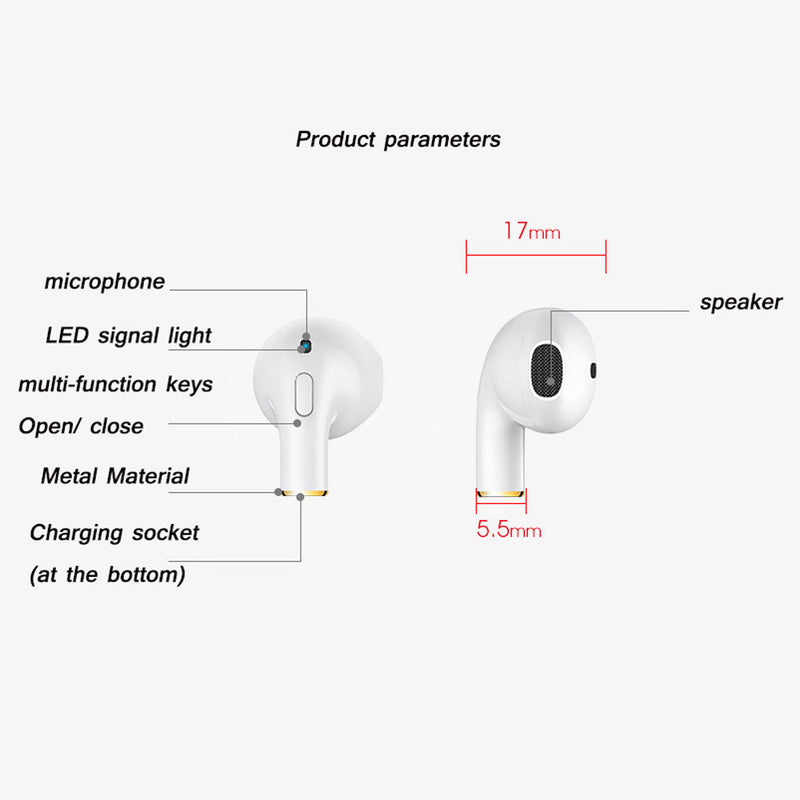 Wireless Music i8X mini earphone Smart In-Ear Invisible Earbud
