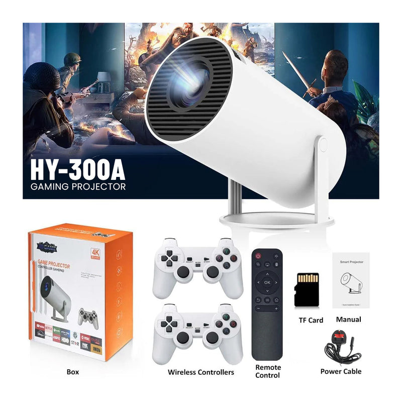 CRONY Portable HY300PRO Smart Projector 720P HD 2.4G/5G WiFi 6 Bluetooth 5.2 Android 11