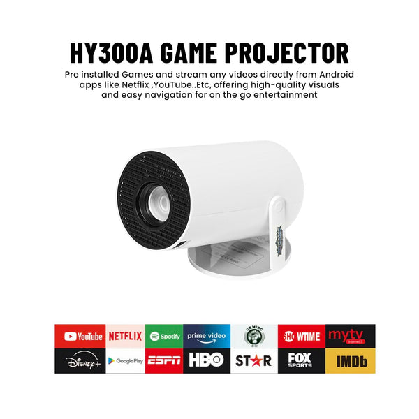 CRONY Portable HY300PRO Smart Projector 720P HD 2.4G/5G WiFi 6 Bluetooth 5.2 Android 11