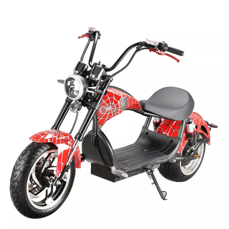CRONY NEW X1 Harley Electrocar car With BT Speaker Electrocar car Citycoco Fat Tire Electric Motorcycle Red spider