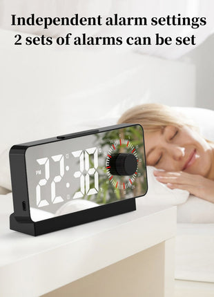 CRONY S238A Digital Alarm Clock with Visible Timer Snooze Temperature Date Knob Countdown Table Clock Dual Alarm Night Mode LED Clock