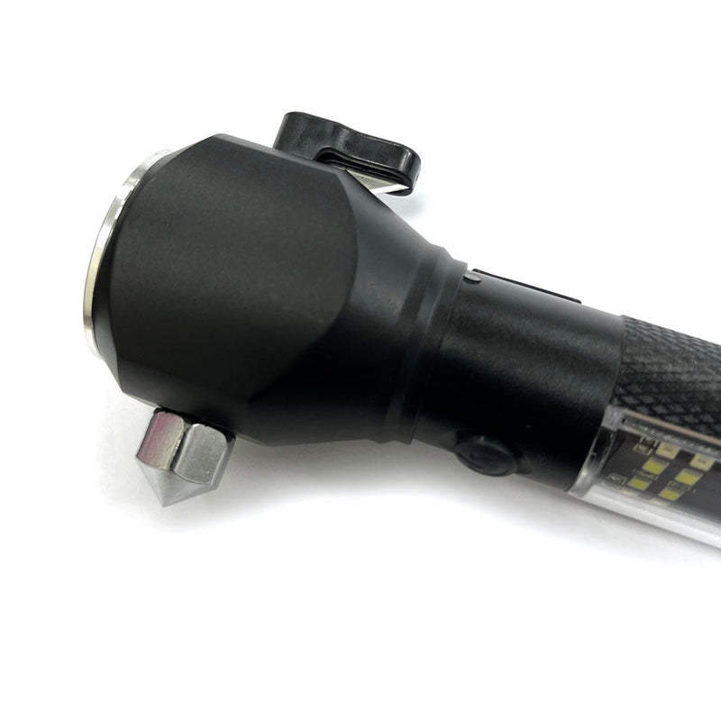 H04-T01 Solar Powered Tactical Flashlight Multi Function Outdoor Car LED Flashlight Ultra Bright Torch Light, with Safety Hammer