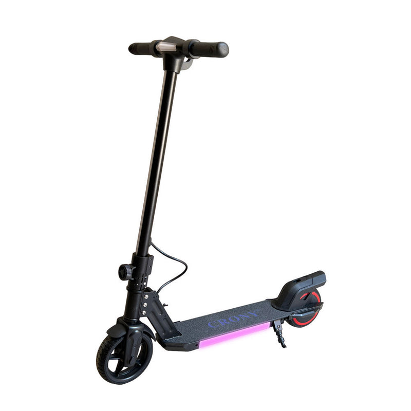 CRONY S32 Kids Foldable E-Scooter with LED Light Bar RGB Deck Lights &amp; LED Display &amp; E-Brake and E-Accelerator &amp; Extended Footrest Supports Up to 100KG