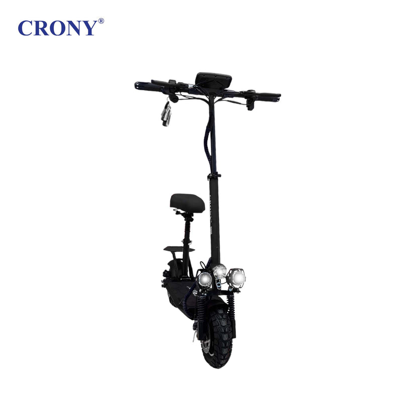 CRONY V10 Big Display+Seat Electric Scooter 1200W Motor 48V/14AH Battery 25-35KM Range Disc Brakes Front/Rear Suspension