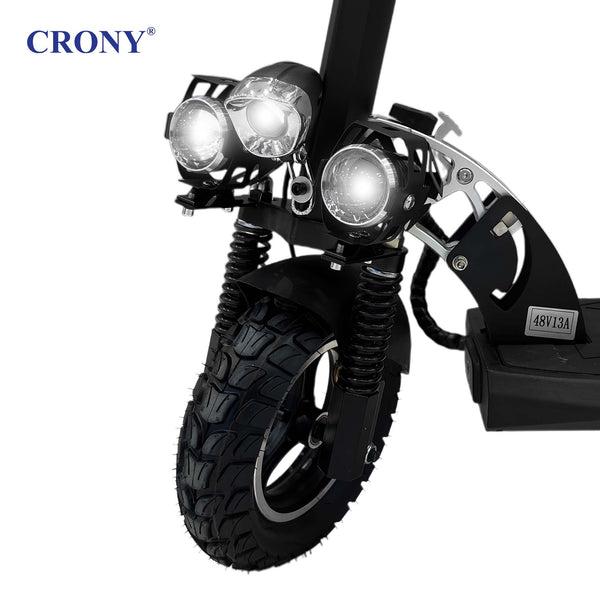 CRONY V10 Big Display+Seat Electric Scooter 1200W Motor 48V/14AH Battery 25-35KM Range Disc Brakes Front/Rear Suspension