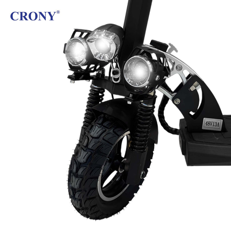 CRONY V10 Big Display+Seat Electric Scooter 1200W Motor 48V/14AH Battery 25-35KM Range Disc Brakes Front/Rear Suspension