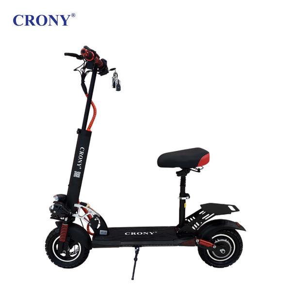 CRONY V10 Big Display+Seat Electric Scooter 1200W Motor 48V/14AH Battery 25-35KM Range Disc Brakes Front/Rear Suspension