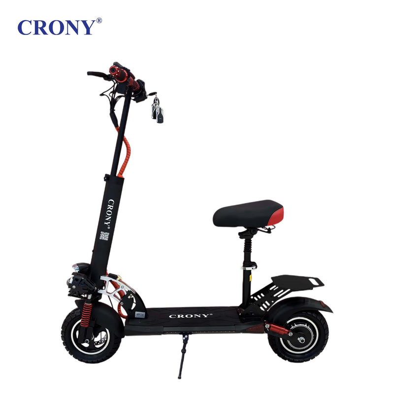 CRONY V10 Big Display+Seat Electric Scooter 1200W Motor 48V/14AH Battery 25-35KM Range Disc Brakes Front/Rear Suspension