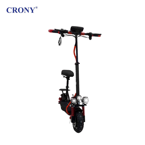 CRONY V10 Big Display+Seat Electric Scooter 1200W Motor 48V/14AH Battery 25-35KM Range Disc Brakes Front/Rear Suspension