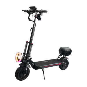 The CRONY V18 features dual 1500W motors for powerful performance, reaching 40 KM/H speed. Equipped with a 48V 18AH battery for 30–60 KM range, plus a mobile phone holder for added convenience and a smoother riding experience.