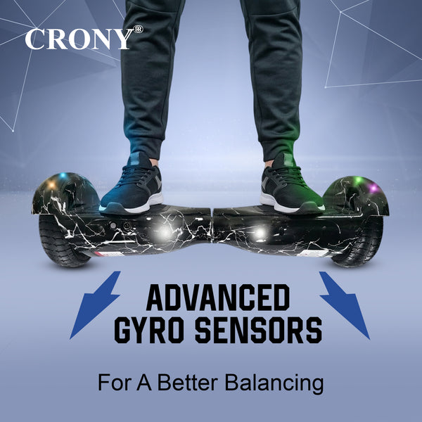 CRONY D1+ Smart Self-Balancing Hoverboard 250W Bluetooth LED Lights ABS Body 12KM/H 15KM Range Electric Scooter for Kids & Adults Indoor Outdoor Use