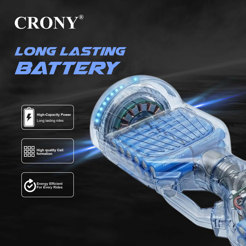 CRONY D1+ Smart Self-Balancing Hoverboard 250W Bluetooth LED Lights ABS Body 12KM/H 15KM Range Electric Scooter for Kids & Adults Indoor Outdoor Use