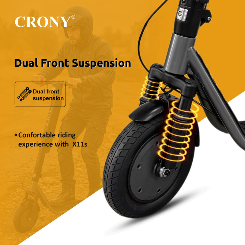 CRONY X11S APP Electric Scooter, 450W Motor, 36V 13Ah Detachable Battery, 40-60KM/H Speed, 30-40KM Range, 10 Inch Tires, LED Display, APP Connectivity, IP54 Waterproof, Front & Rear Disc Brakes, Foldable Design