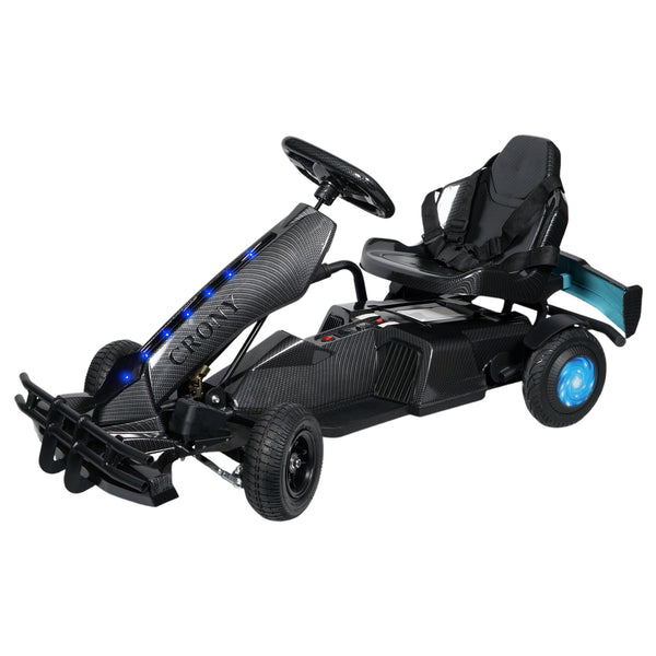 CRONY K9 Carbon Fiber Go-Kart – 250W Motor, 36V Battery, 20 KM/H Top Speed, 20 KM Range, Lightweight Carbon Fiber Frame, Front & Rear Hand Brakes, Seat Belt, LED Light Wheels, Forward & Reverse Switch | Safe & Fun Electric Go-Kart for Kids