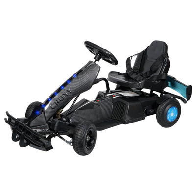 CRONY K9 Carbon Fiber Go-Kart – 250W Motor, 36V Battery, 20 KM/H Top Speed, 20 KM Range, Lightweight Carbon Fiber Frame, Front & Rear Hand Brakes, Seat Belt, LED Light Wheels, Forward & Reverse Switch | Safe & Fun Electric Go-Kart for Kids