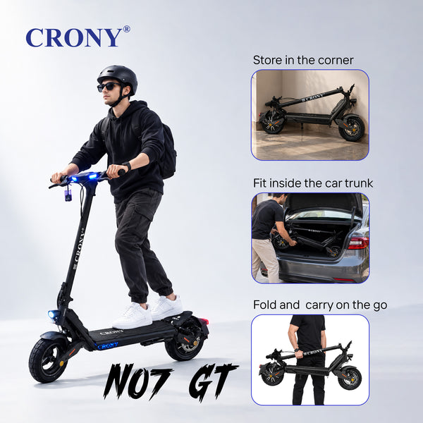 CRONY N07 GT Electric Scooter, 2000W Motor, 48V 18.5Ah Battery, 45–70 km/h, 45–60 km Range, Dual Suspension, 10-Inch Tires, NFC Unlock & App Connectivity