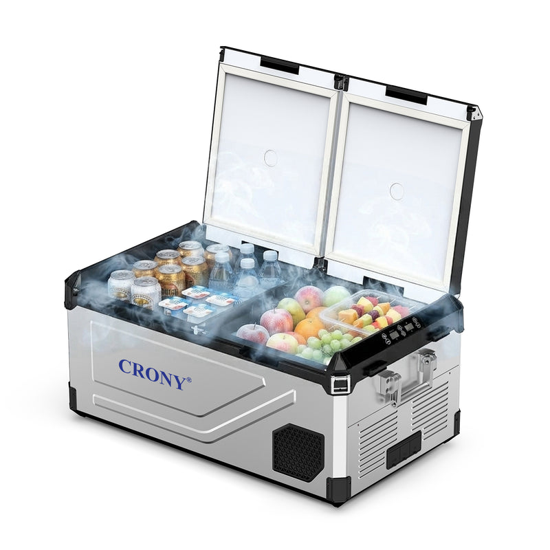 CRONY M75 Portable Car Refrigerator Freezer, 75L Dual Zone Electric Cooler, AC/DC 12V/24V Car Fridge, -20°C to 20°C Temperature Range, Dual Temperature Control, Dual USB & DC Ports, LED Control Panel, Portable Handle, Car Battery Protection**