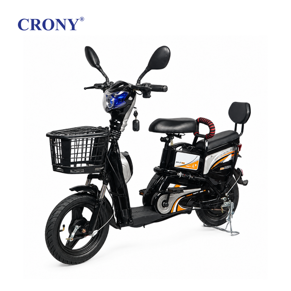 CRONY W6 Electric Bike, Black, 500W Rear Hub Motor, 48V Battery, 14-Inch Wheels, 3-Speed Electric City Bike, 31–70 km Range, Electric Scooter Motorcycle