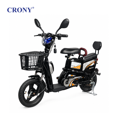 CRONY W6 Electric Bike, Black, 500W Rear Hub Motor, 48V Battery, 14-Inch Wheels, 3-Speed Electric City Bike, 31–70 km Range, Electric Scooter Motorcycle