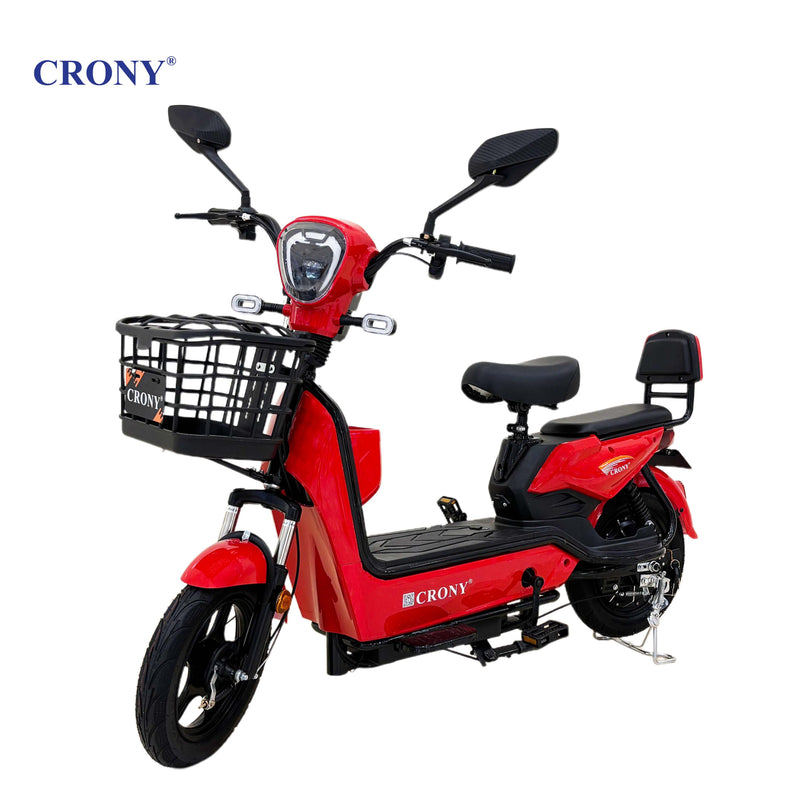 CRONY W8 Golden Eagle Electric Bike, Red, 350W Rear Hub Motor, 48V 12Ah/20Ah Battery, 40 km/h Top Speed, 31–60 km Range, 14-Inch Wheels, 3-Speed, Front Drum &amp; Rear Locking Brake, Long-Range Electric City Bike
